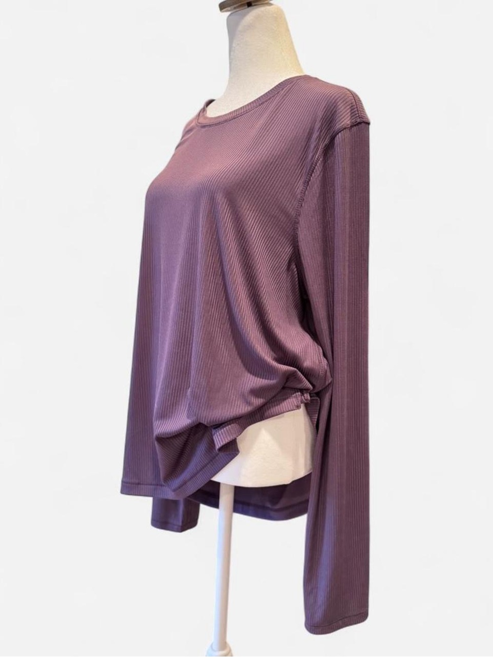 Danskin XXL Plum Purple Ribbed Stretch Top with Thumbholes